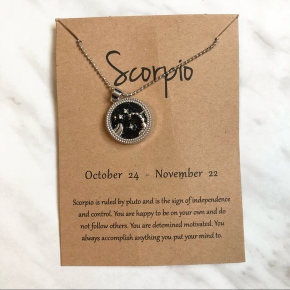 🎉 New Scorpio Zodiac Silver Pendant Necklace